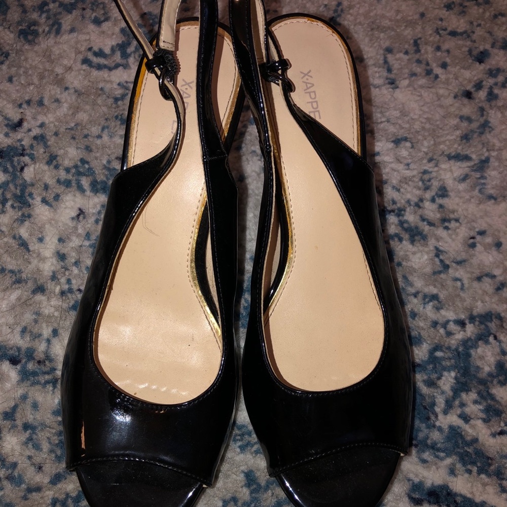 Black strappy high heels